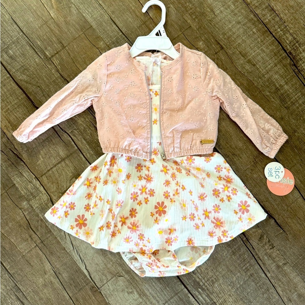 NWT 3 Piece Toddler Baby Girl‎ Dress with Jacket